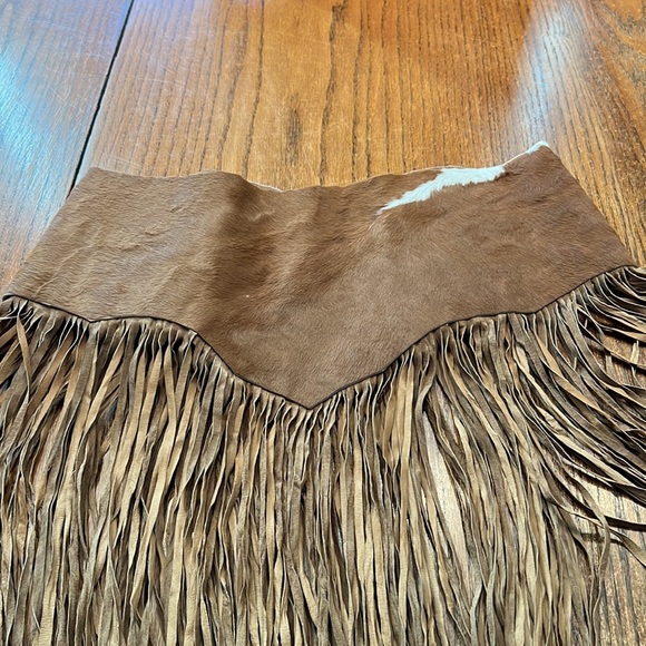 Pat Dahnke Vintage Calf Hair Belt With Long Brown Suede Fringe Velcro Closure - Picture 9 of 12